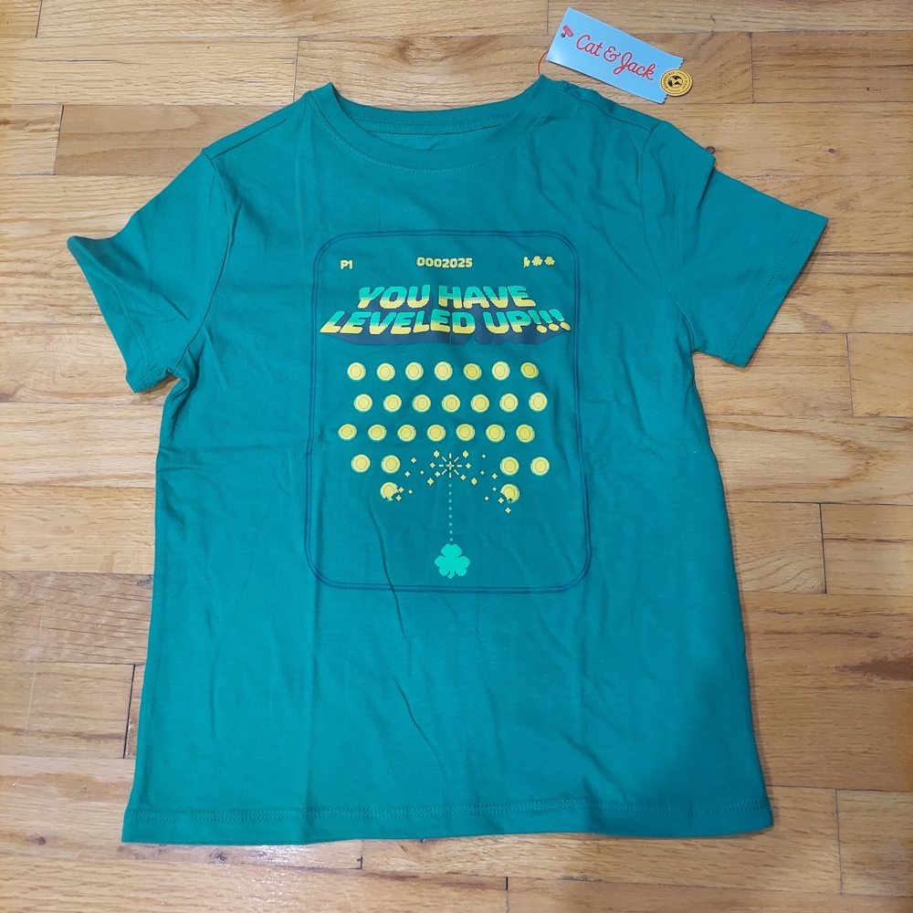 📢 NWT Cat & Jack Green Gaming Graphic Tee (Size: S - 6/7)